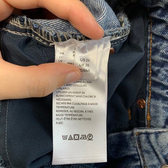 We The Free Free People Dakota Distressed Straight Leg Jeans Sz 26 Medium Wash - Picture 4 of 6